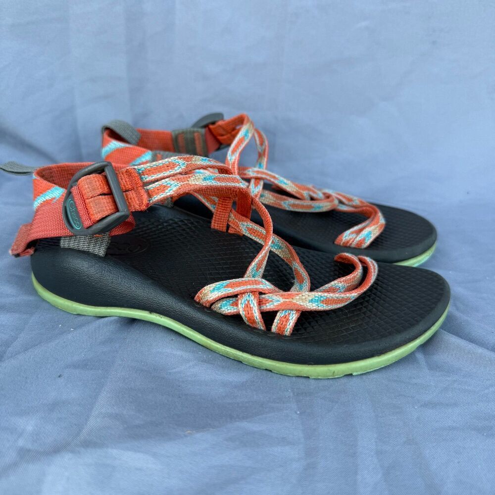 Kids' 2Y Chaco ZX/1 Sandals Coral Blue Green Outdoors Hiking Summer Warm